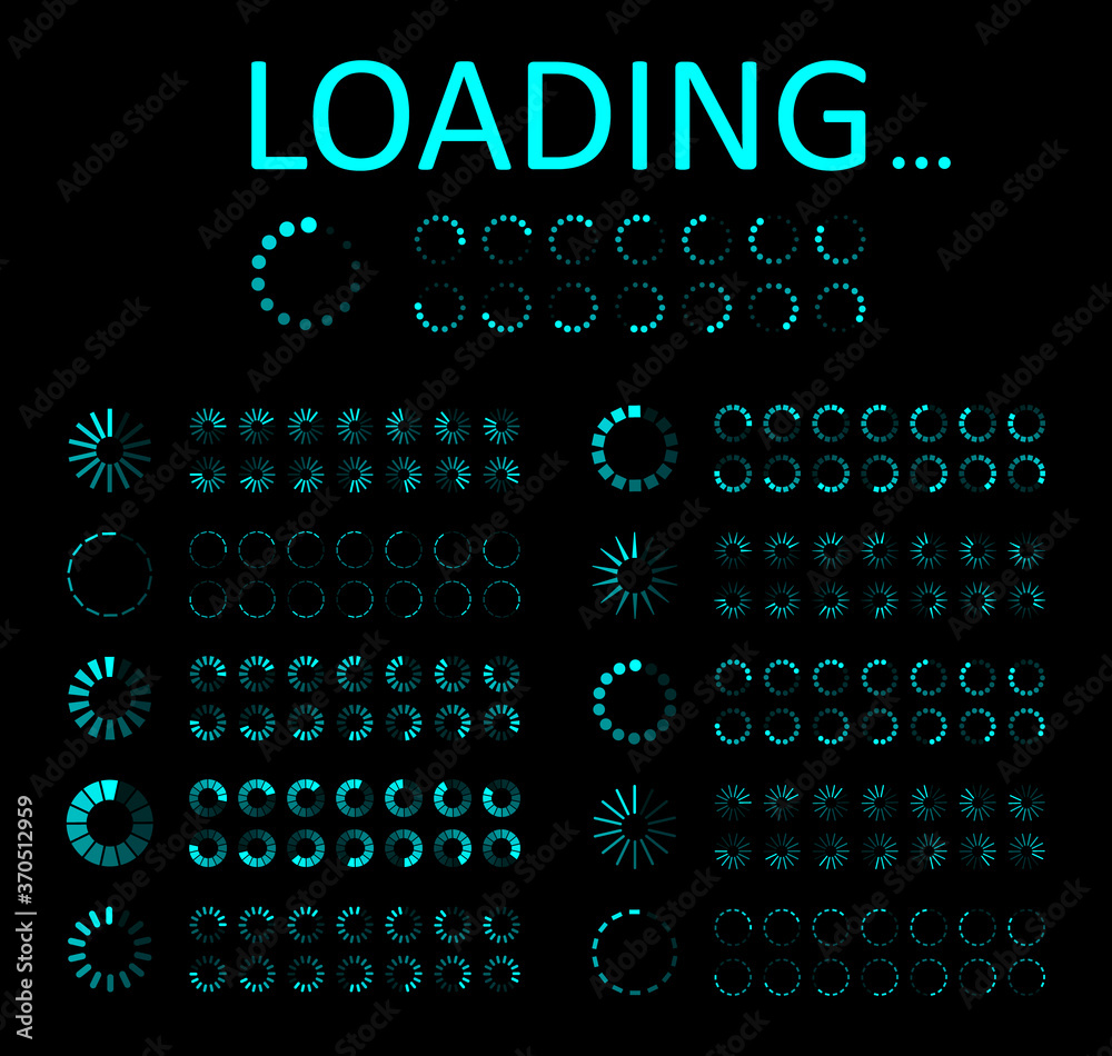 Poster icon of load progress. circle for ui of loading. bar of preloader, indicator for computer. design in