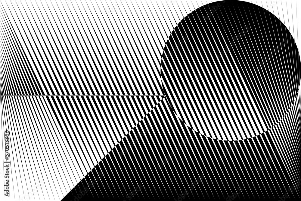 Wall mural abstract halftone lines background, geometric black and white pattern, vector modern design texture.