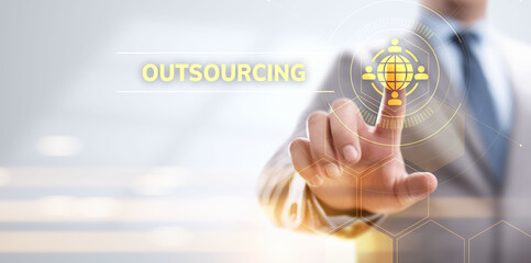 Outsourcing Global Recruitment Business and internet concept.