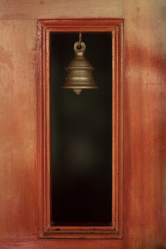traditional indian metaic golden bell in temples
