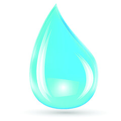 Vector Single Blue Water Drop Isolated on the White Background. 