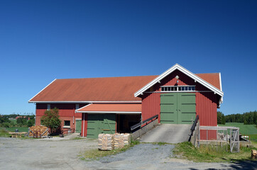 A typical Norwegian farm.Traditional buildings.