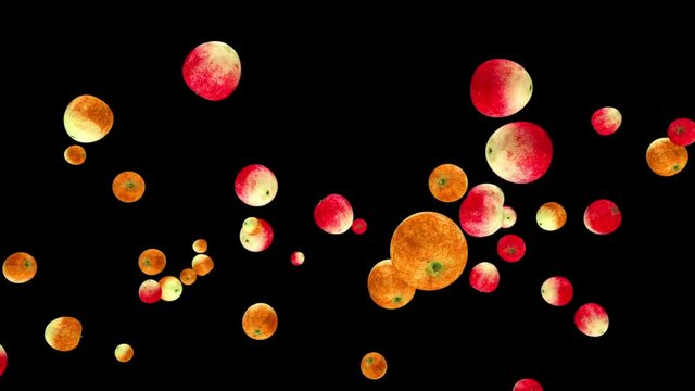 Apples flying in slow motion, Luma Mate attached