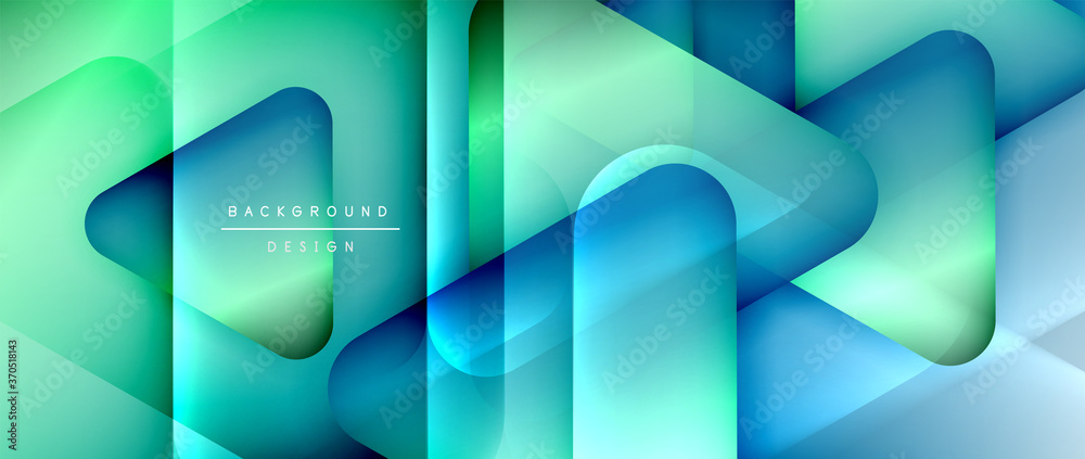 Poster triangle shapes geometric abstract background. 3d shadow effects and fluid gradients. modern overlap
