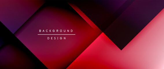 Fototapeta premium Square shapes composition, fluid gradient geometric abstract background. 3D shadow effects, modern design template