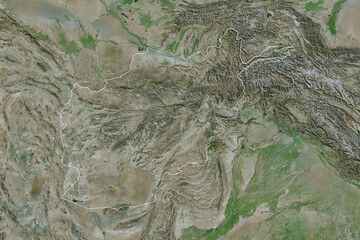Afghanistan outlined. Satellite