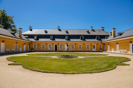 Classical style castle Kozel, hunting chateau from 18th century near Pilsen, Western Bohemia, Czech Republic
