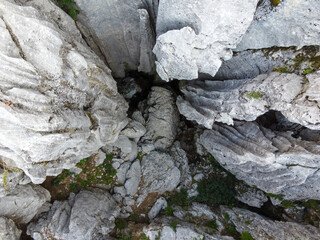 top view of steep sharp rocks