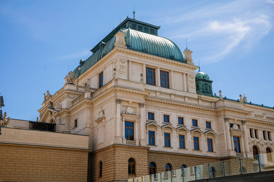 The historical building of the J.K. Tyl Theatre in Plzen. House built in the neo-renaissance architectural style with some art nouveau elements. Pilsen, Western Bohemia, Czech Republic