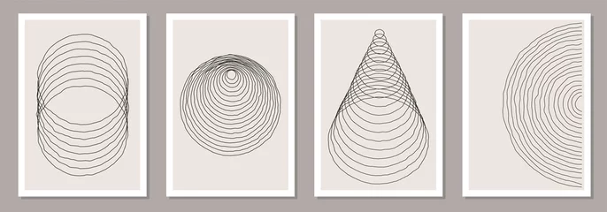 Trendiges Set abstrakter, kreativer, minimaler, künstlerischer, handgezeichneter Kompositionen © C Design Studio