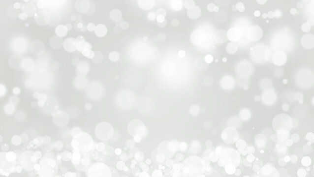 Abstract snowfall, White bokeh, defocus glitter, blur on grey background. illustration.