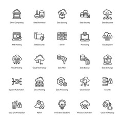Cloud Computing Line Icons Set