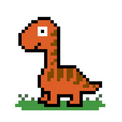 8 bit pixel Dinosaur image. Animal in vector illustration.