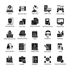 Workplace Glyph Vector Icons