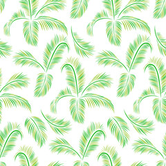 Fototapeta na wymiar Green palm tree leaves. Vector seamless pattern. Nature organic