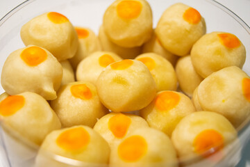 Thai sweets with yellow beans inside