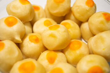 Thai sweets with yellow beans inside