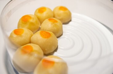 Thai sweets with yellow beans inside