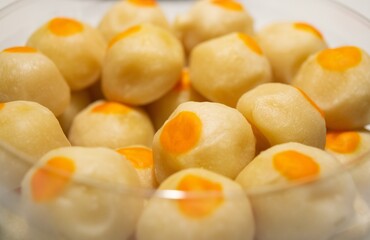 Thai sweets with yellow beans inside