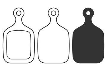 Cutting board vector icons set isolated on white background.