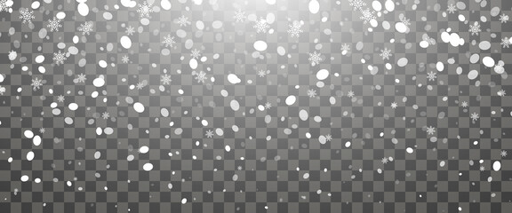 Snowfall and falling snowflakes