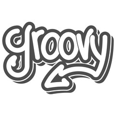 Groovy handwritten vector text isolated on a white background.