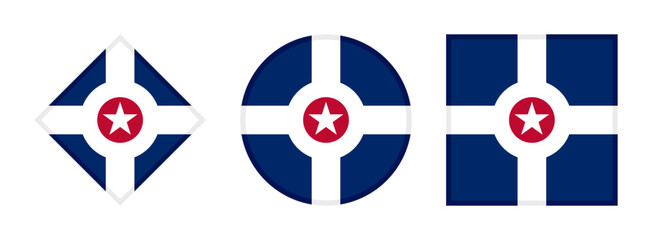 Obraz premium Indianapolis flag icon set. isolated on white background 