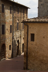 The alleys of San Gimignano medieval city in Tuscany