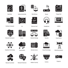 Technology glyph icons

