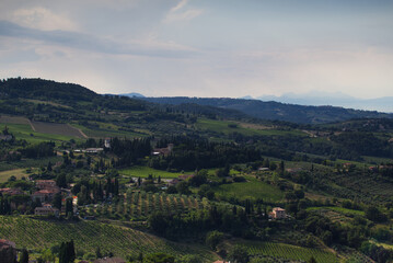 Obraz premium View of the panorama from the Salvucci tower of San Gimignano