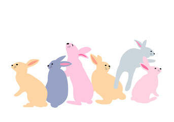 Set of cute bunny. Easter day design concept. Vector illustration for greeting card, banner and poster.