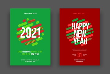 Happy New Year 2021 and Merry Christmas layout template. Vector illustration for flyer, banner and invitation card.