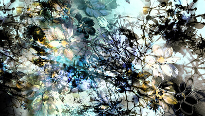 Fototapeta na wymiar Seamless floral pattern with flowers, watercolor