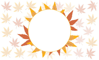 autumn leaves frame,Delicate autumn leaves,white background,Wedding invitation round frame,text frame background.