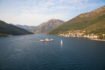 Obraz premium View of the picturesque mountains and towns around the bay of Kotor, Montenegro