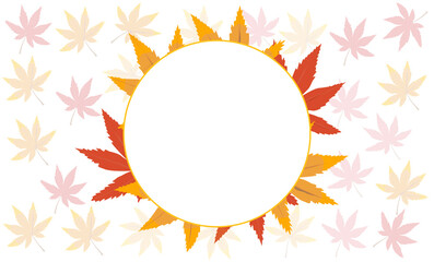 autumn leaves frame,Delicate autumn leaves,white background,Wedding invitation round frame,text frame background.