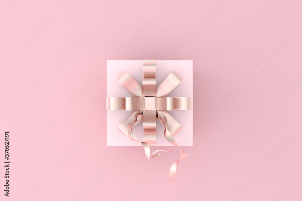 Aufkleber 3d top view render of pink gift box in minimal style.