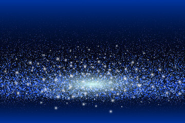 Christmas Abstract stylish light effect on a blue background. Yellow dust yellow sparks and golden stars shine with special light. Vector luxury sparkles Sparkling magical dust particles.