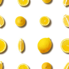 seamless lemon pattern isolated on white background