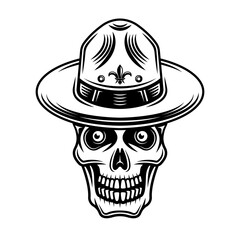 Skull of boy scout in hat vector illustration