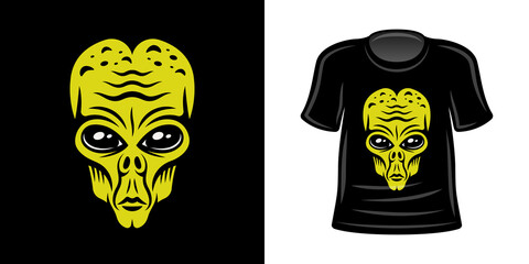 T-shirt print with alien vector apparel design