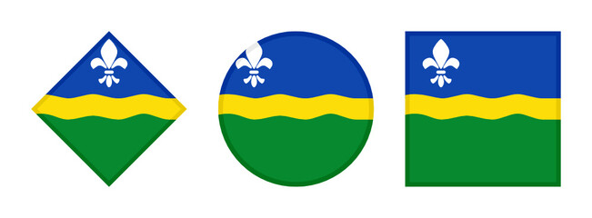 Flevoland flag icon set. isolated on white background
