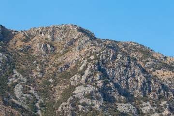 View of the picturesque mountains around the bay of Kotor, Montenegro