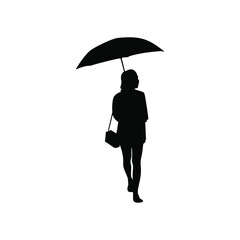 Girl hold umbrella silhouette vector