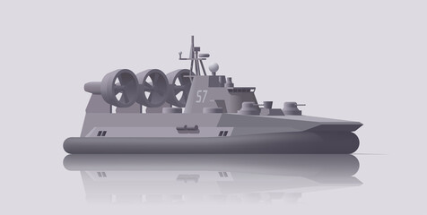 Hovercraft battleship on light background. Vector illustration © Paul Kovaloff