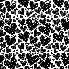 Vector seamless pattern of hearts for Valentine's Day. Background.