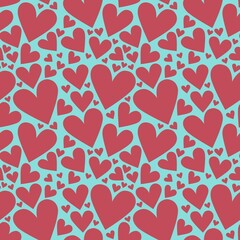 Fototapeta na wymiar Vector seamless pattern of hearts for Valentine's Day. Background.