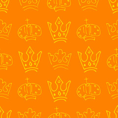 Seamless pattern of doodle queen or king crowns