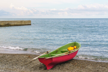 Rescue boat on the beach