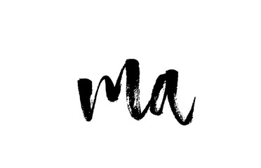 Fototapeta premium MA M A alphabet letter logo icon combination. Grunge handwritten vintage design. Black white color for business and company